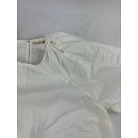 Ulla Johnson Puff Sleeve Top White Topstitched Cotton Size 2 - Picture 3 of 6